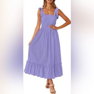 Purple Ruched Sundress with Spaghetti Straps